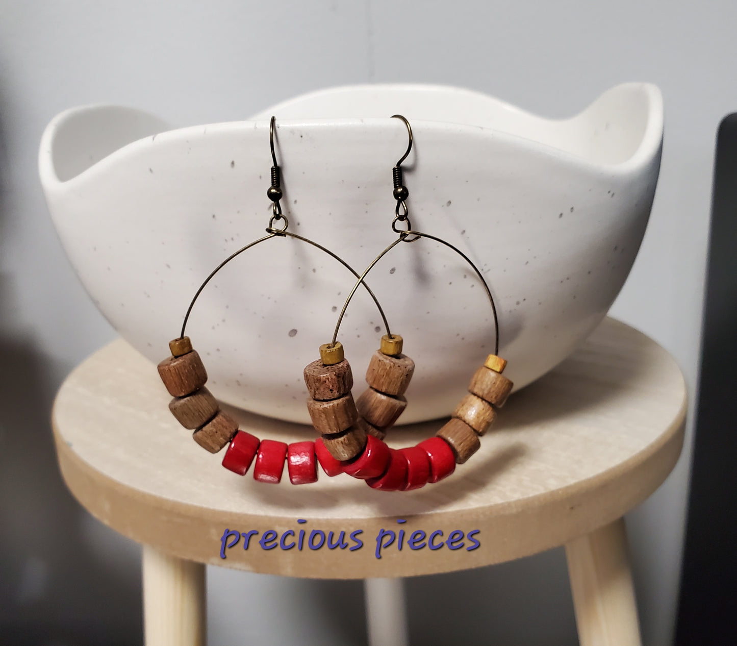 Red and Brown Hoop Earrings