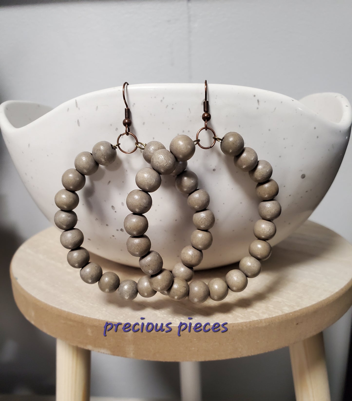 Wood Beaded Hoop Earrings (click for more options)