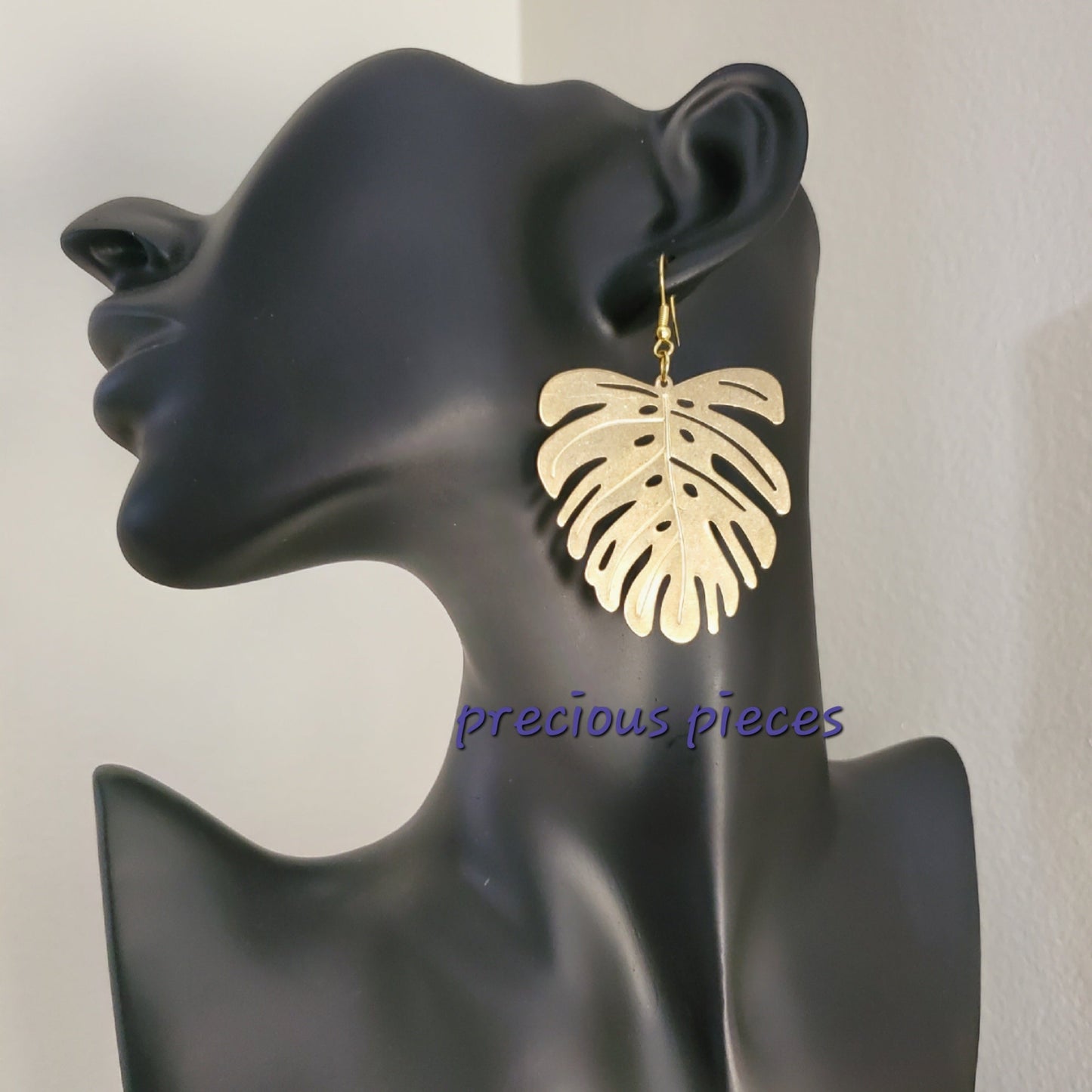 Brass Monstera Leaf Earrings