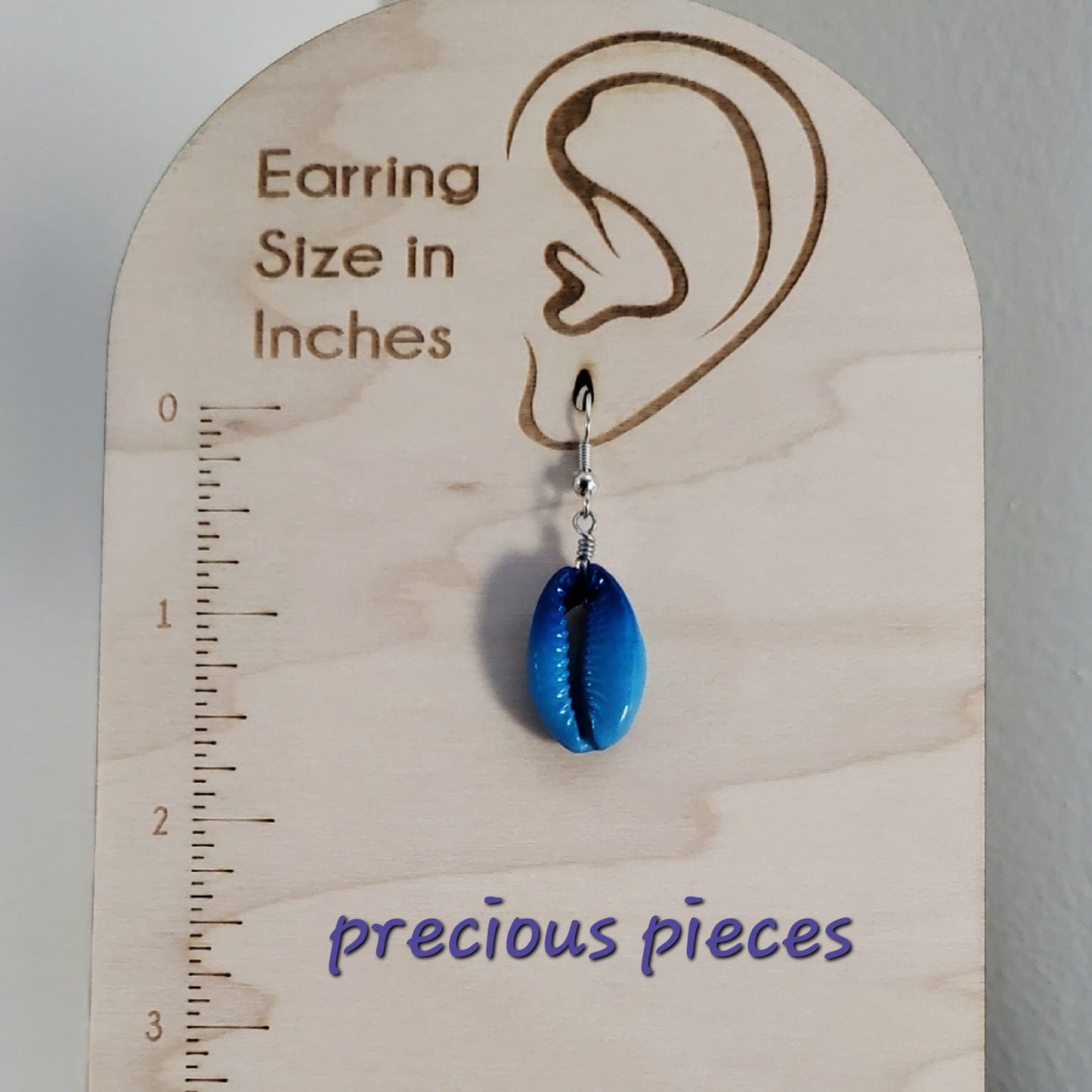 Blue Cowrie Shell Earrings