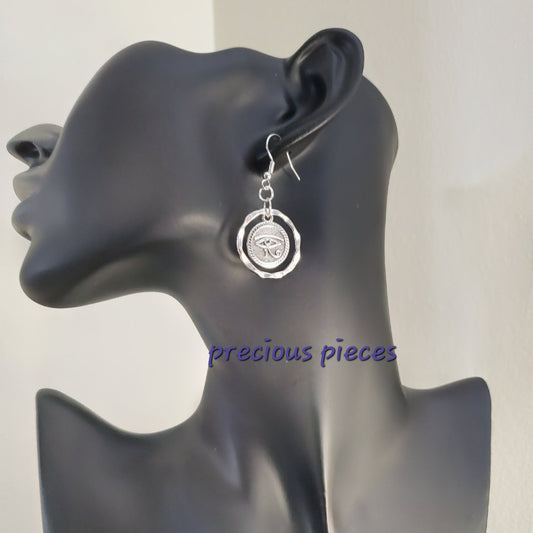 Silver Eye of Horus Earrings 2