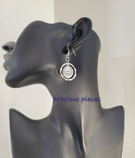 Silver Eye of Horus Earrings 2