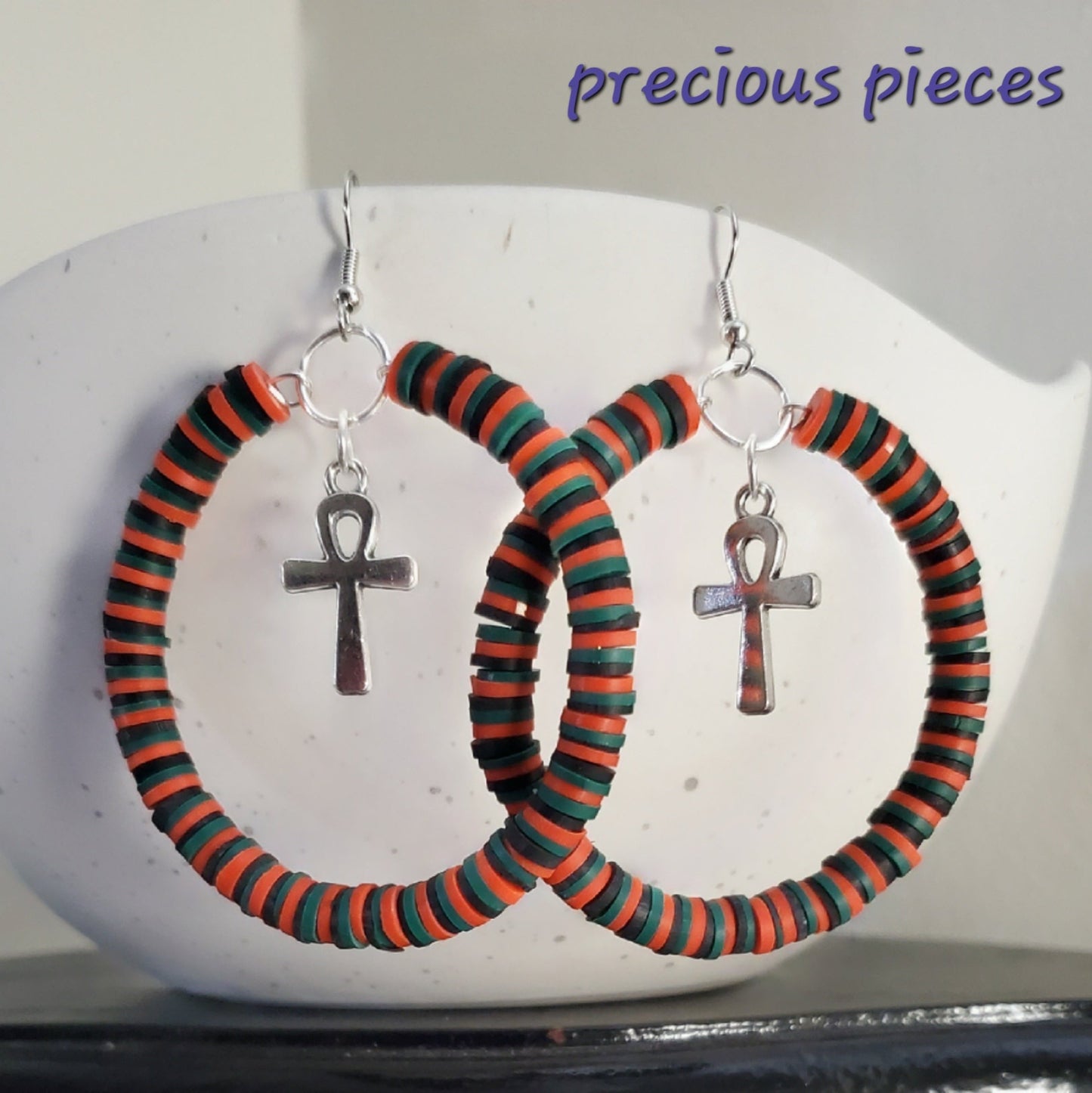 Ankh Dangle Hoop Earrings