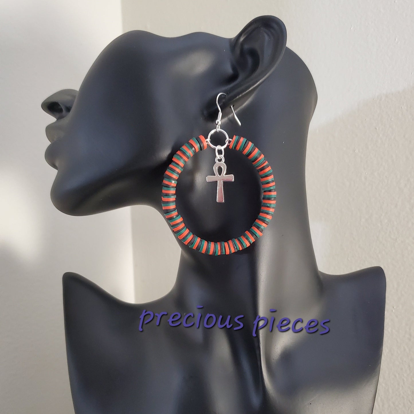 Ankh Dangle Hoop Earrings