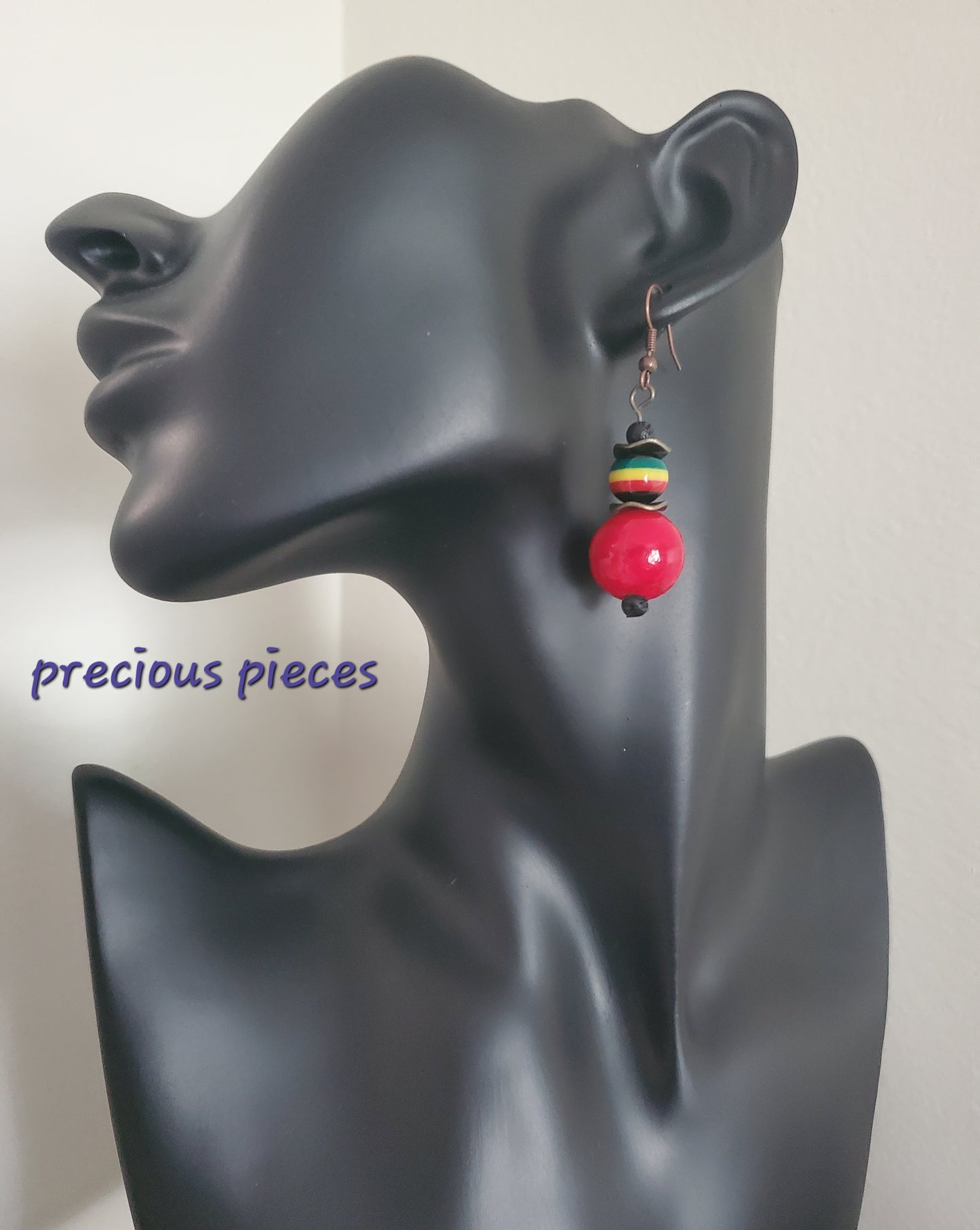 Red Rasta Dangle Earrings