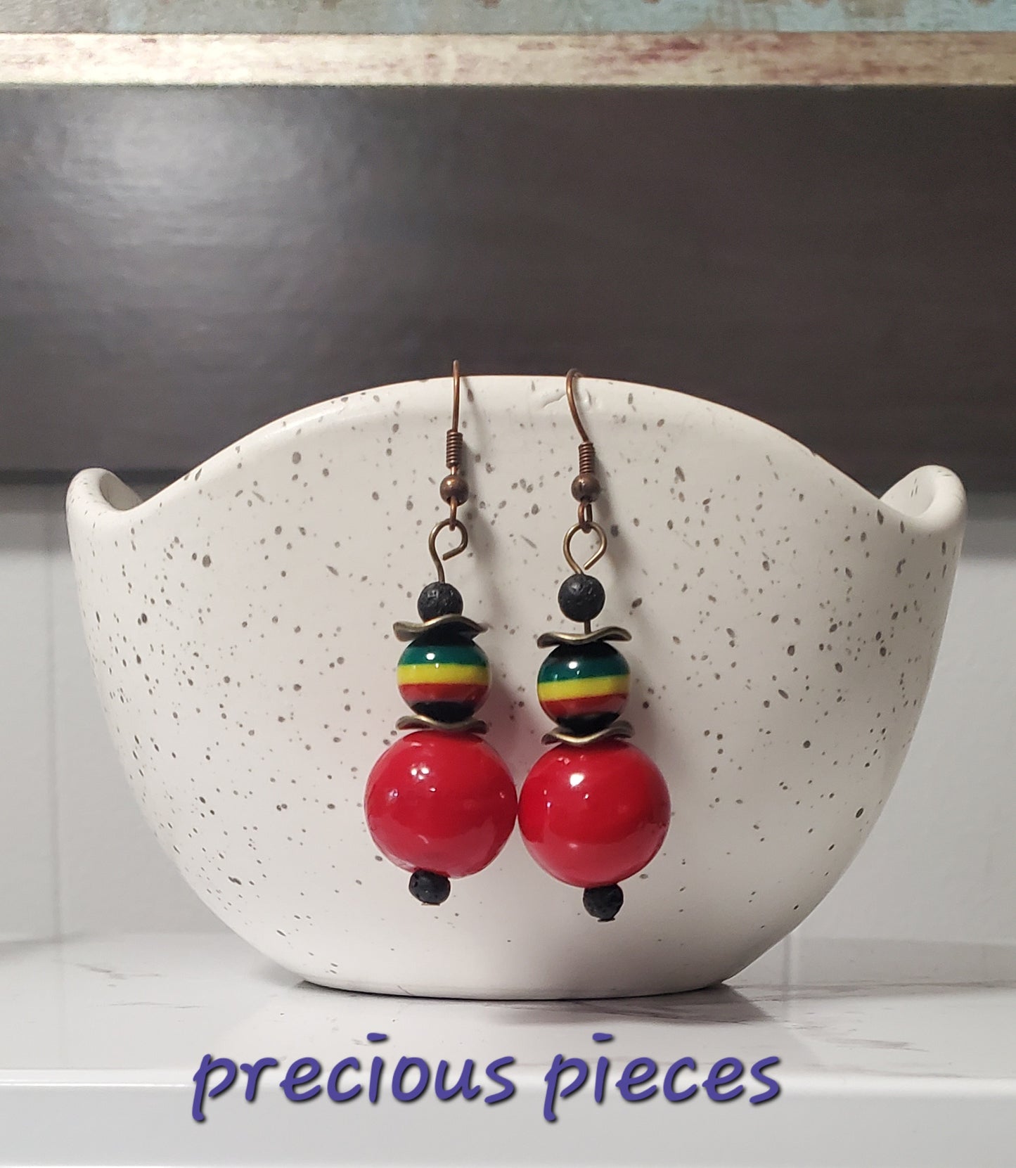 Red Rasta Dangle Earrings