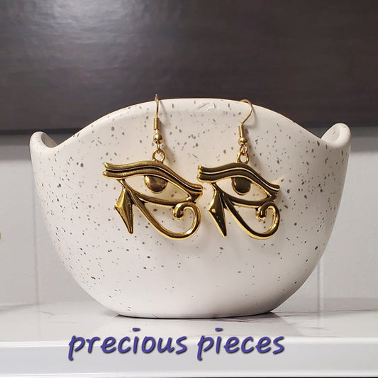 Gold Eye of Horus Earrings