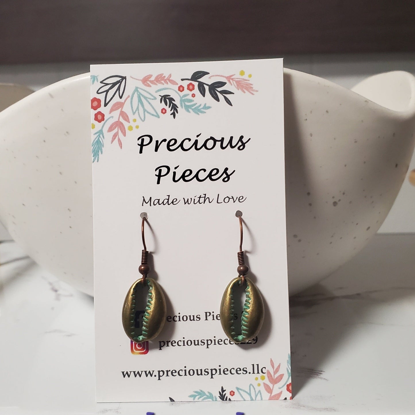 Bronze Cowrie Shell Earrings