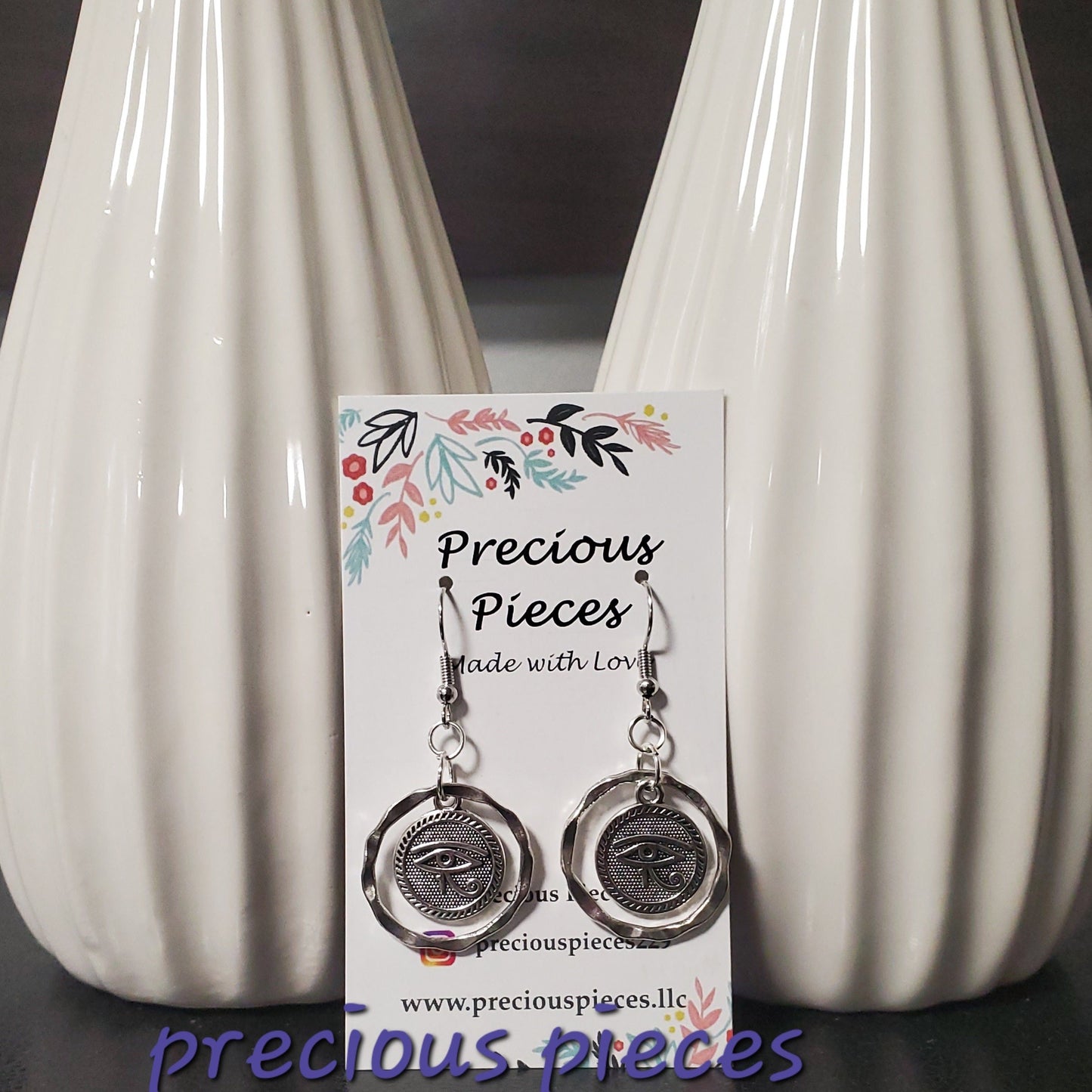 Silver Eye of Horus Earrings 2