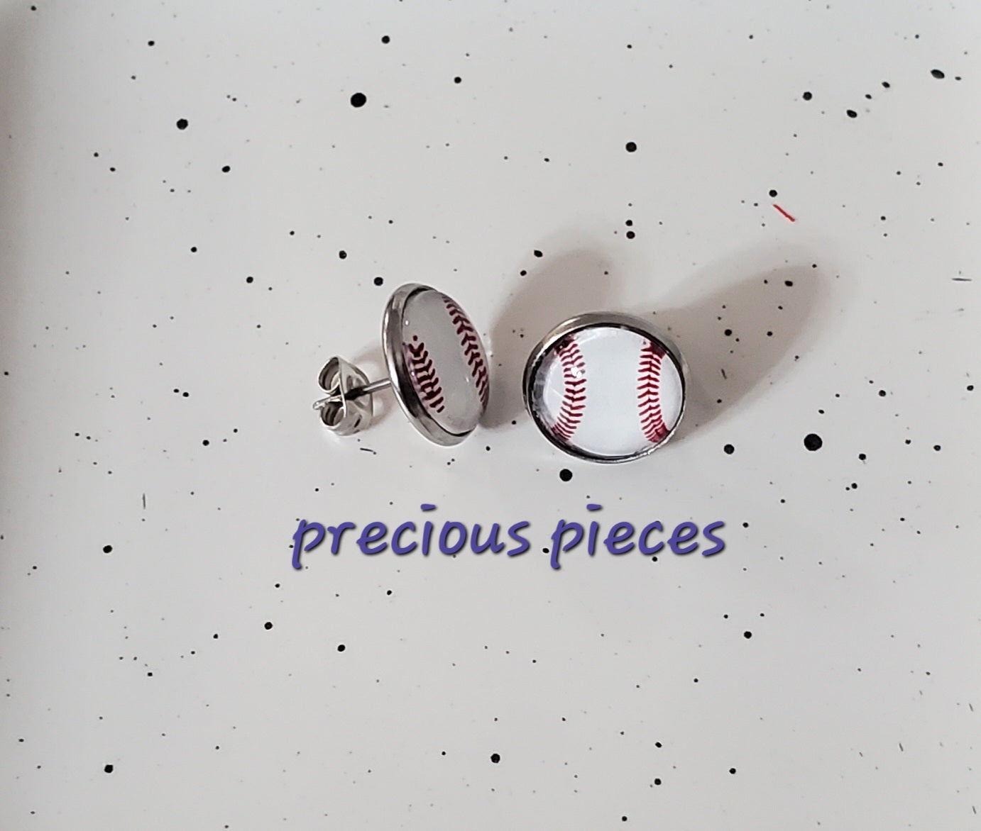 Silver Baseball Stud Earrings