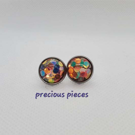 Chunky Rainbow Stud Earrings