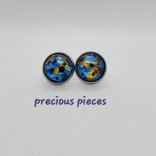 Chunky Blue Stud Earrings