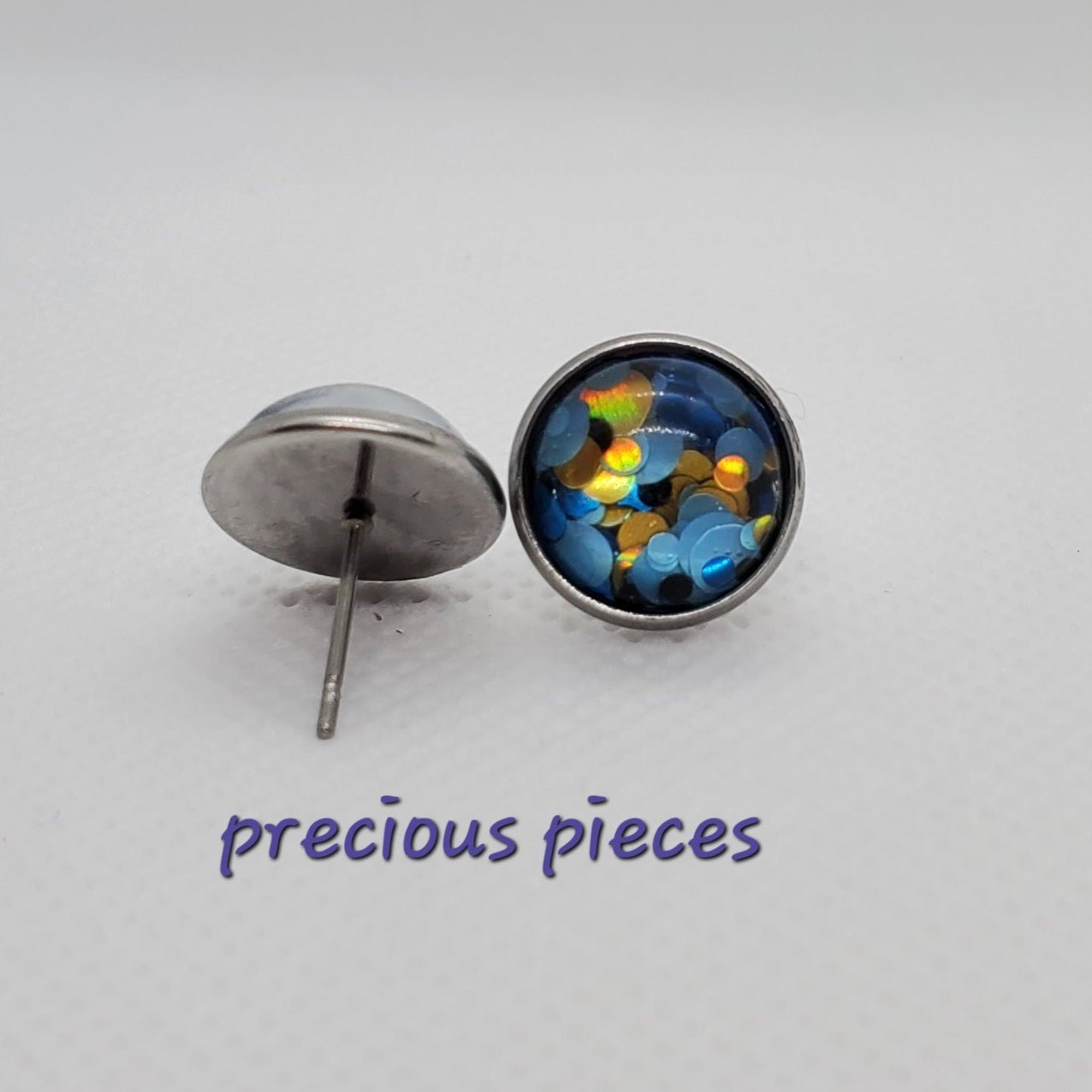 Chunky Blue Stud Earrings