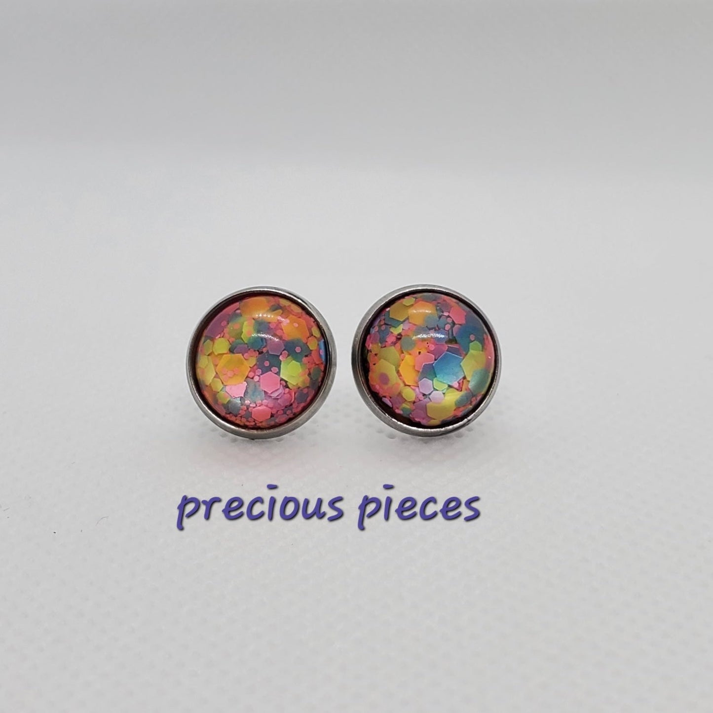 Chunky Cotton Candy Stud Earrings