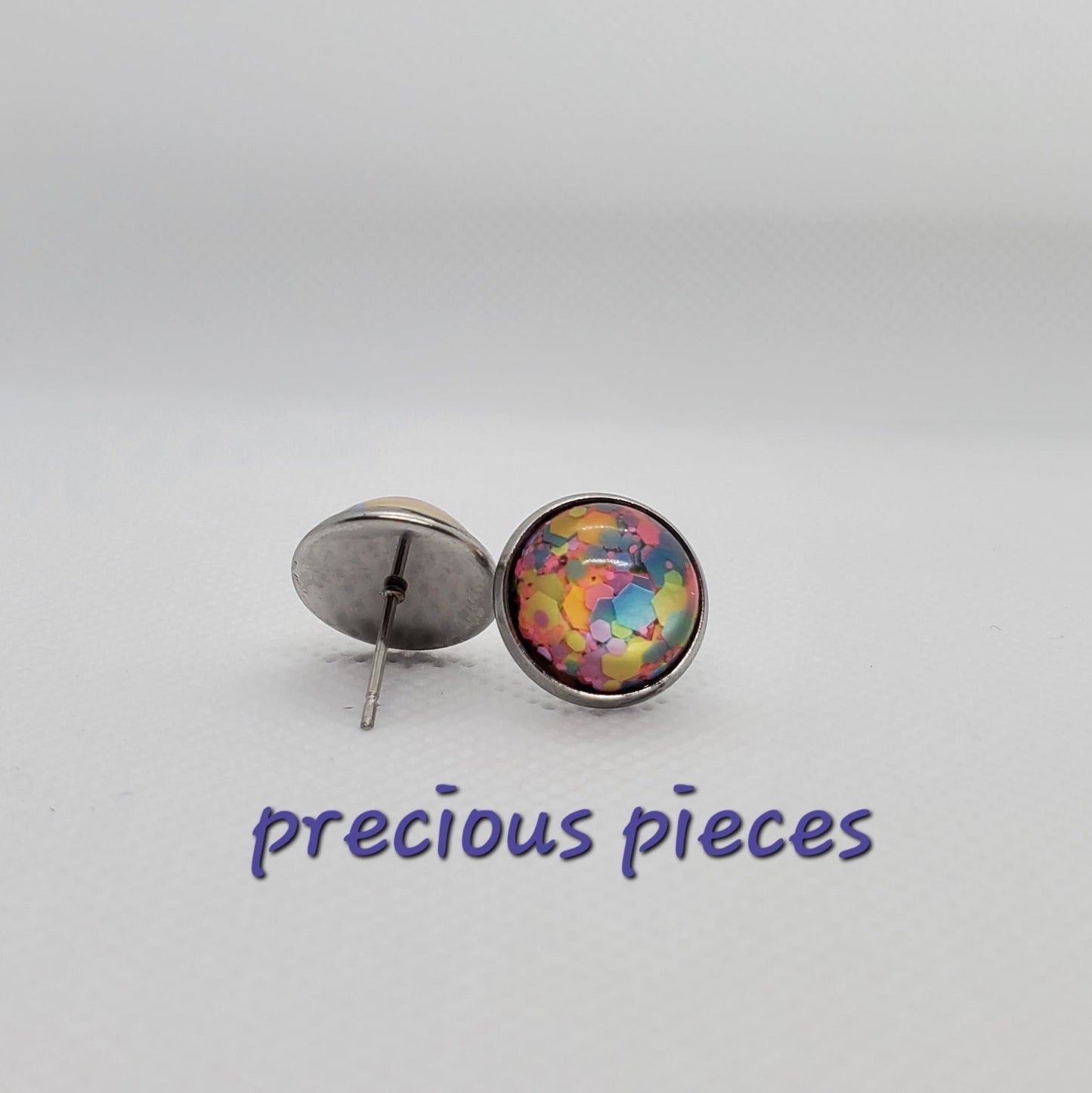 Chunky Cotton Candy Stud Earrings