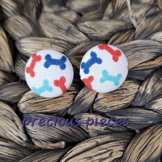 Colorful Doggy Bone Fabric Earrings