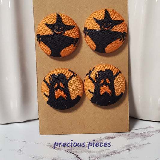 Witch and Tree Halloween Fabric Earrings