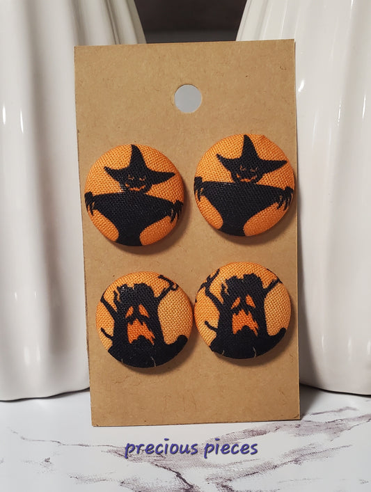 Witch and Tree Halloween Fabric Earrings