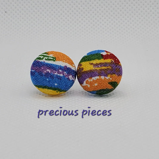 Mini Multicolored Fabric Earrings