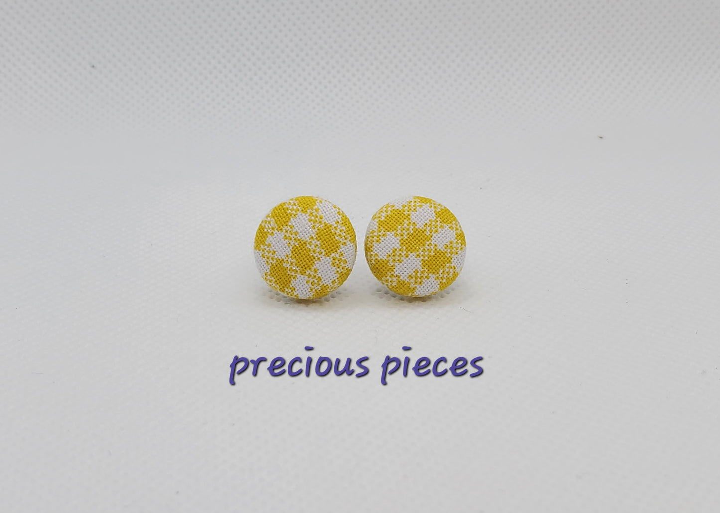 Mini Yellow Checkered Fabric Earrings