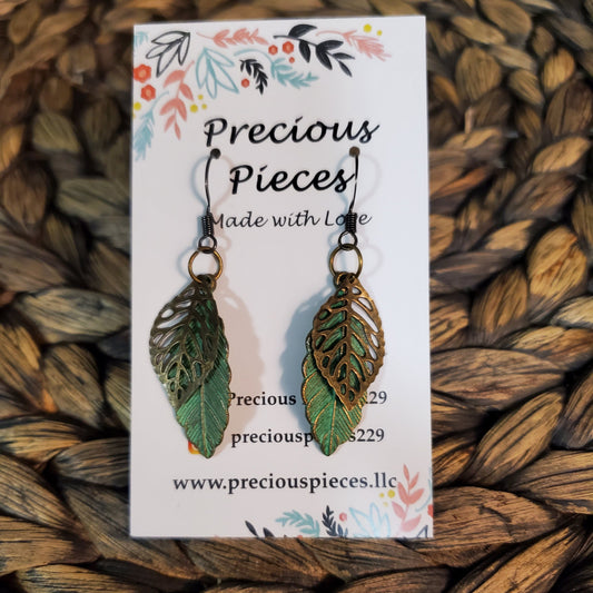 Double Leaf Dangle Earrings