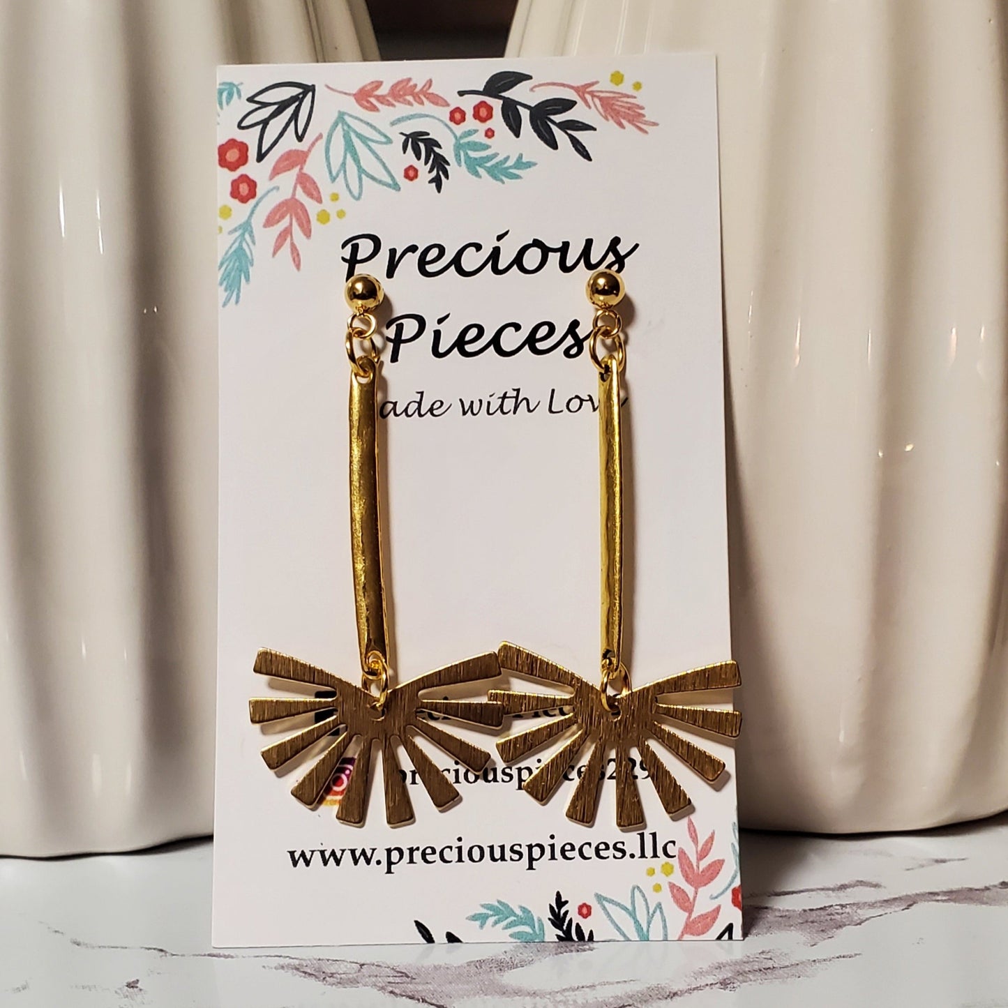 Brass Fan-shaped Earrings