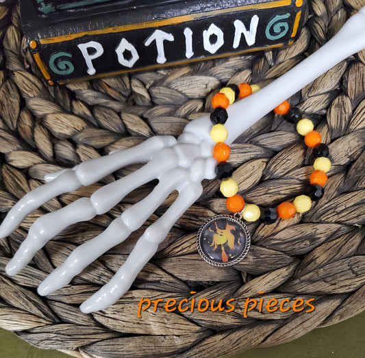 Multicolor Witch on a Broom Halloween Bracelet