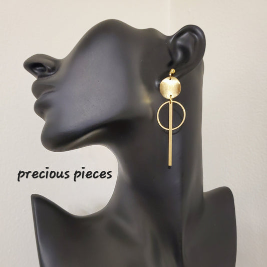 Brass Circle Drop Earrings