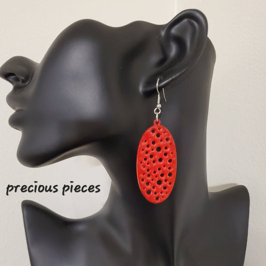 Red Oval Earrings