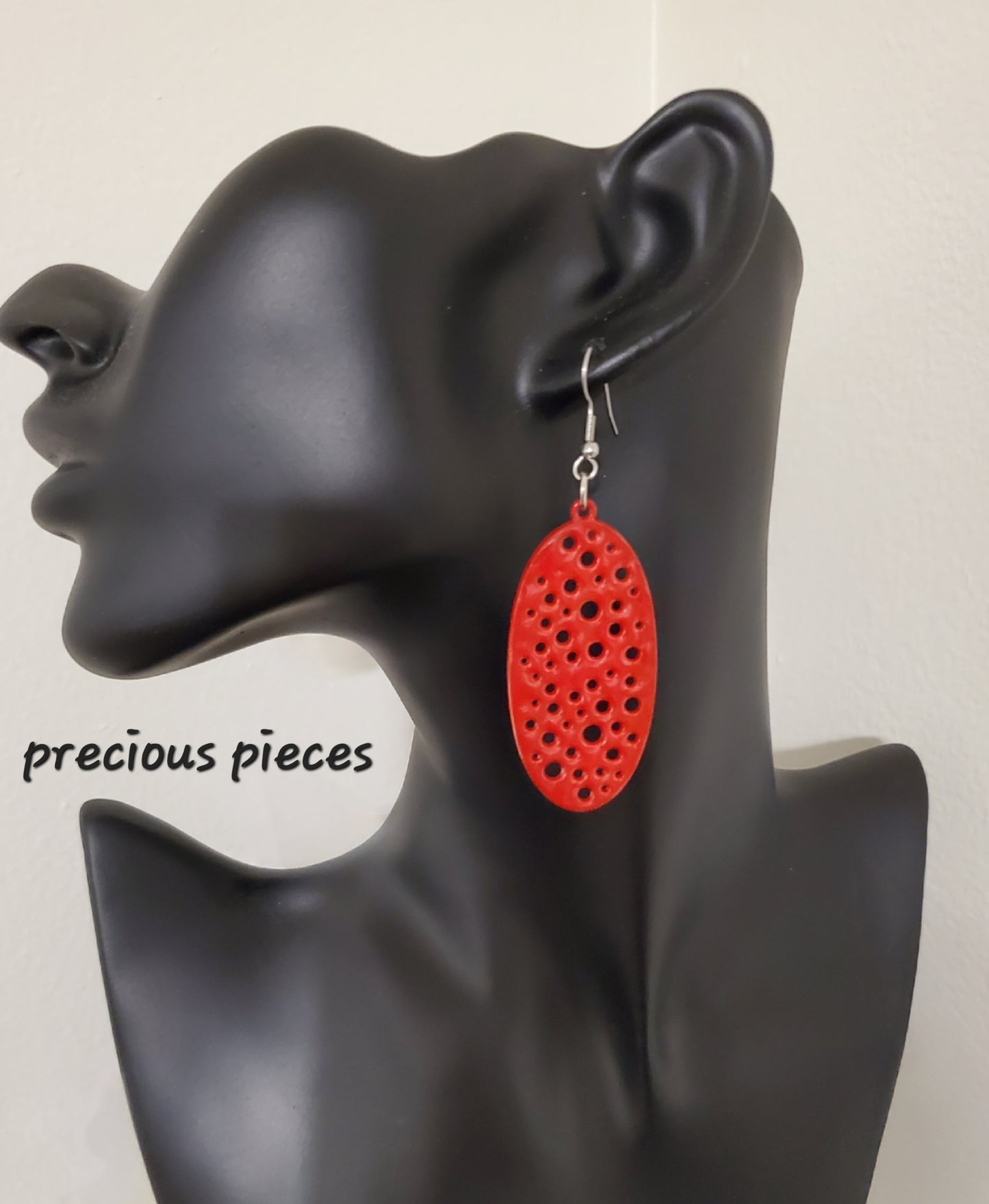 Red Oval Earrings