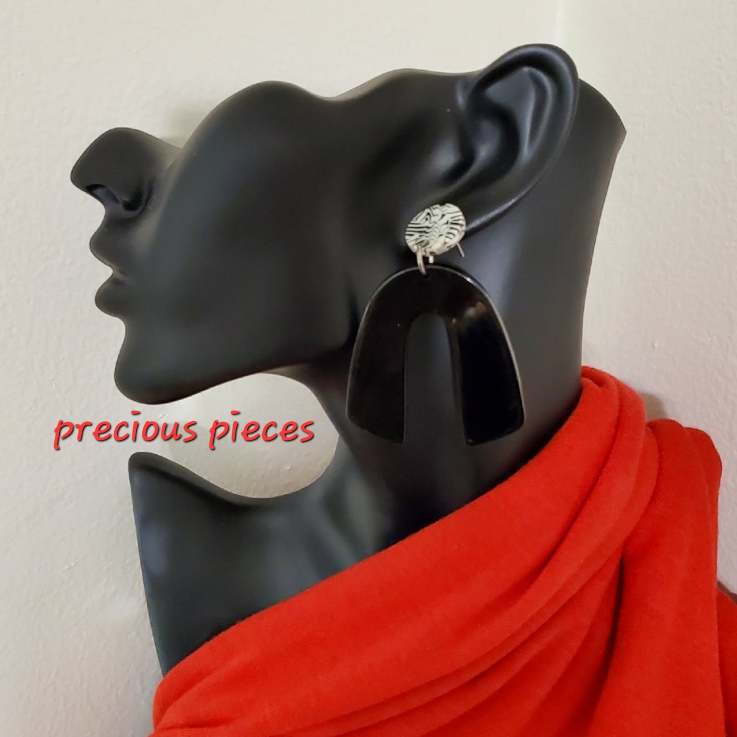 Black Acrylic Arch Shaped Earrings