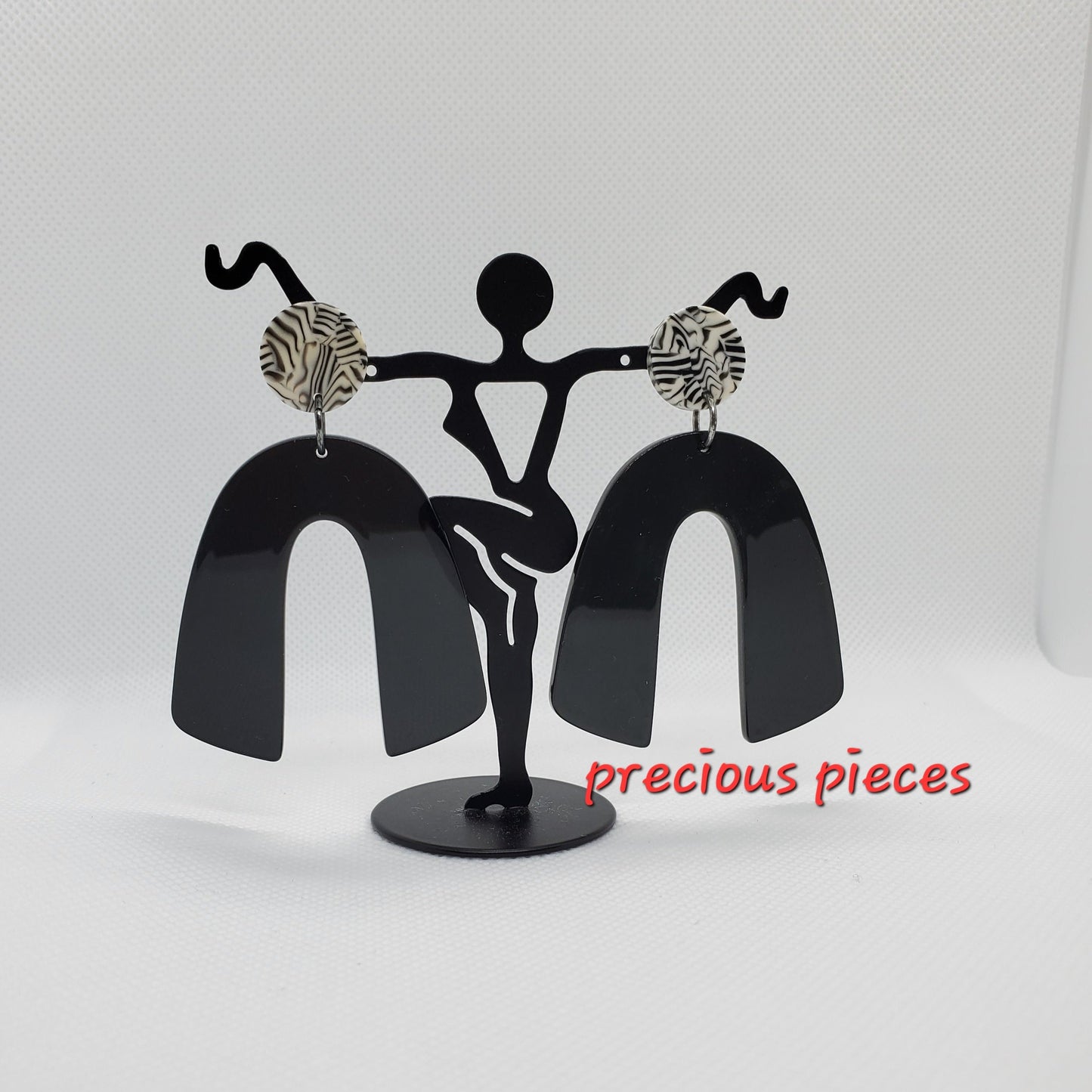 Black Acrylic Arch Shaped Earrings