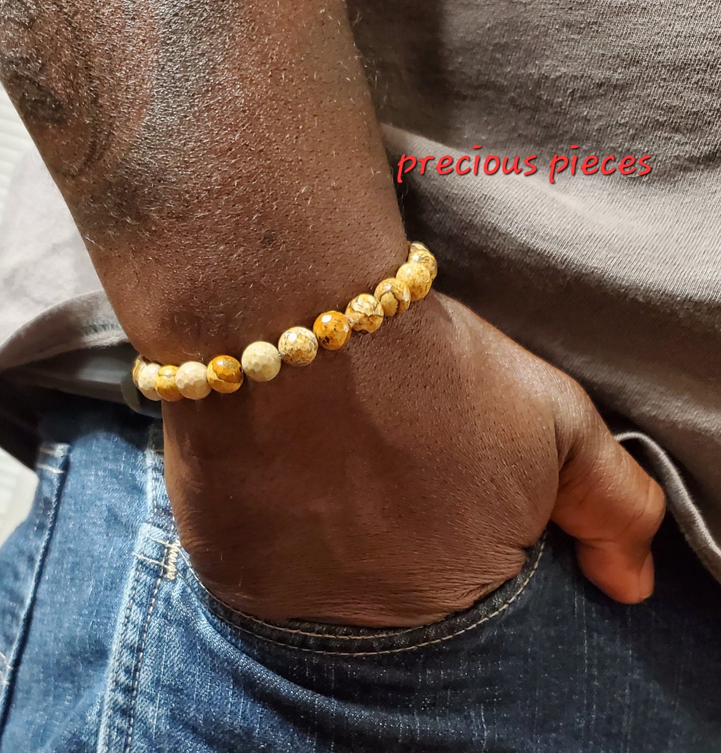 Men's Jasper Stone Beaded Bracelet