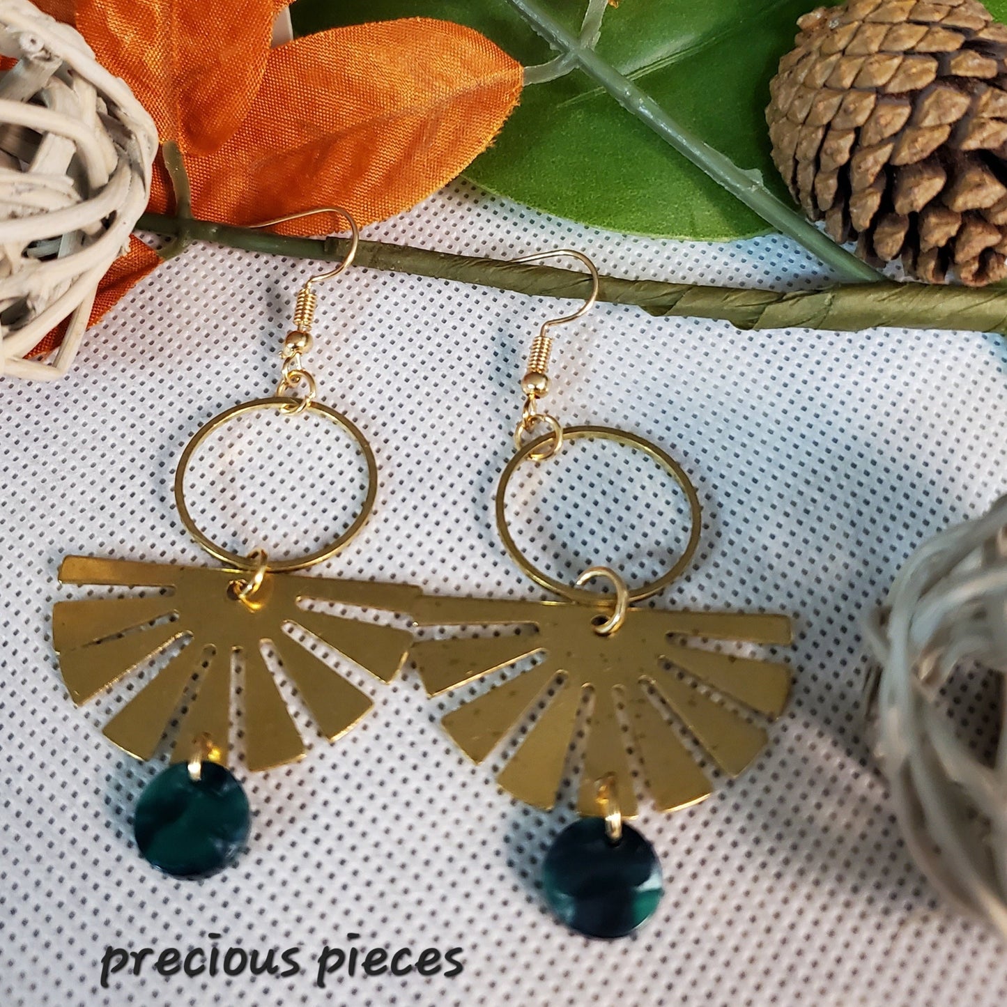 Brass Fan Earrings