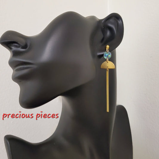 Brass Half Circle Dangle Earrings