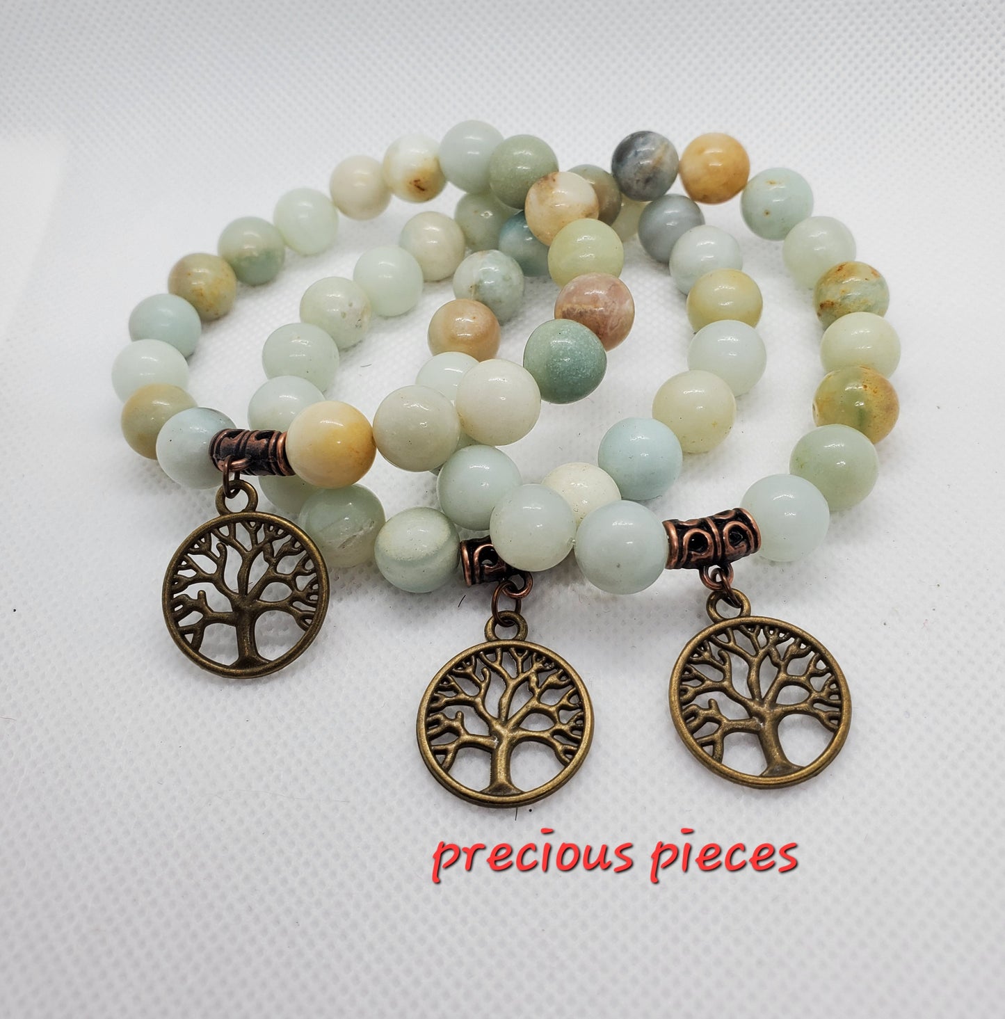 Tree of Life Natural Amazonite Beaded Bracelet