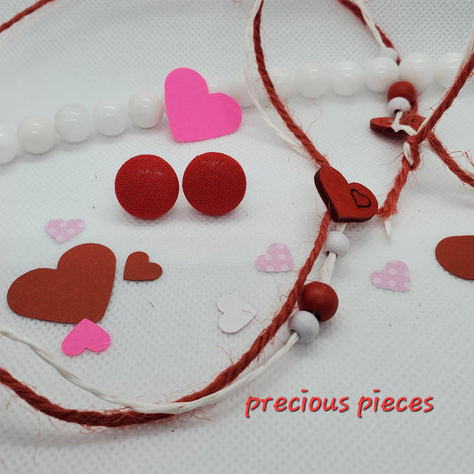 Red Valentine's Fabric Earrings