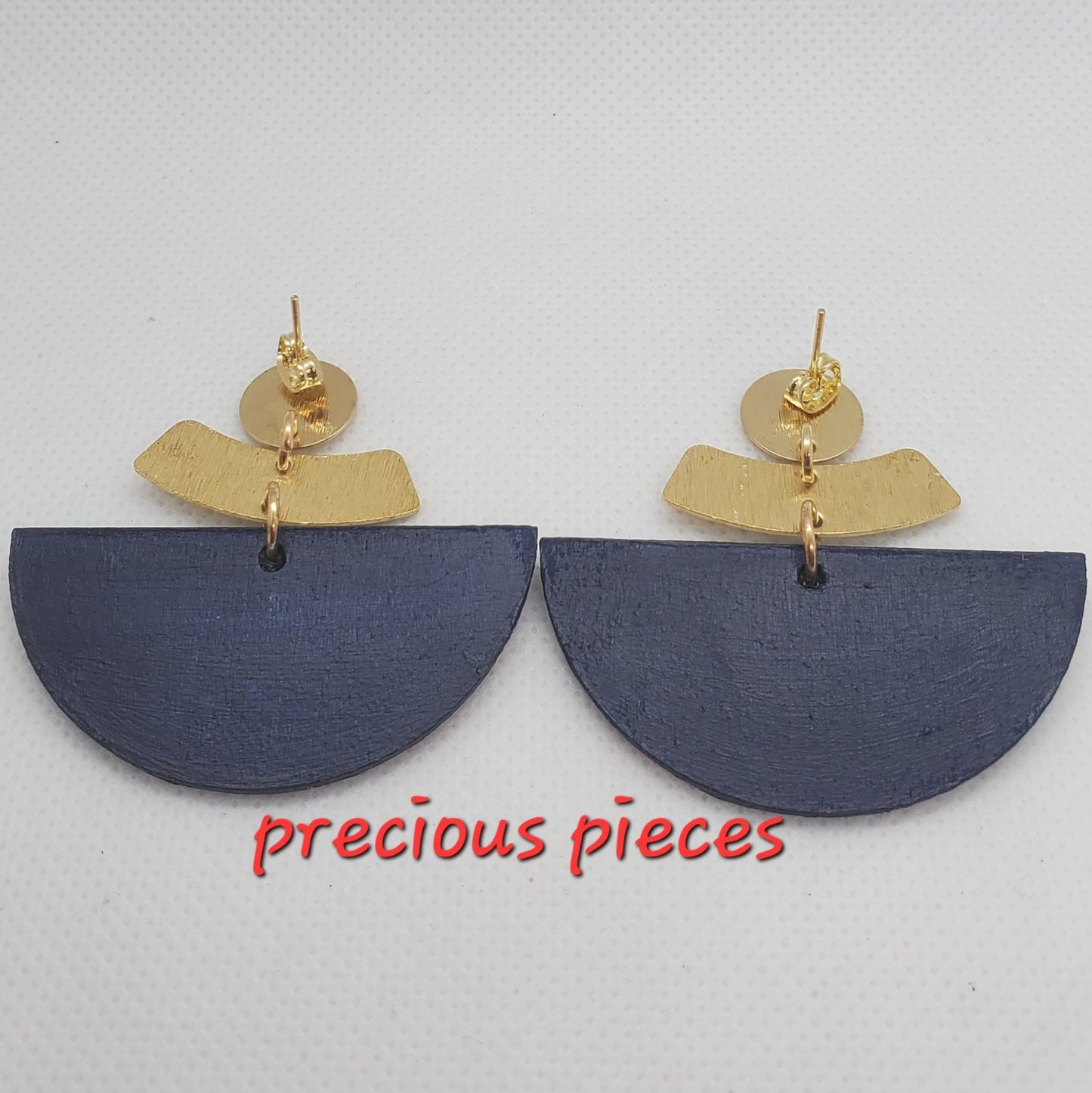 Multicolored and Brass Half Circle Earrings